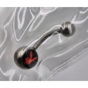 Playboy Bunny 14G Pink Belly Button Ring Body Jewelry Piercing 2010 NOS